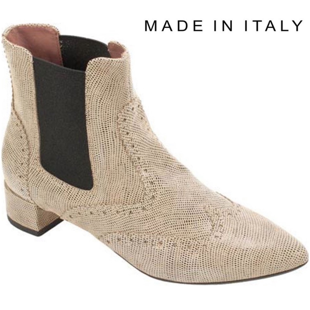 ITALY Summit Adella Animal Print Leather Fashion Boot Pointed Toe Chelsea Bootie